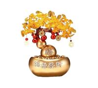 JYBNBBE Árbol del Dinero bonsái, Adornos de árbol del Dinero con Piedras Preciosas, Calabaza de la Suerte, lingote de Oro, Citrino, árbol de Cristal Artesanal,Gold