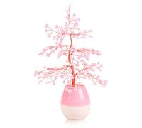JYBNBBE Árbol del Dinero de Cristal, árbol de la Fortuna y la Suerte, árbol de la Suerte con Cristales Reiki para sanación, árbol del Dinero Envuelto en un jarrón de cerámica Ros,Pink