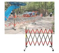 JYBNBBE Barrera de Seguridad móvil de Acero Inoxidable, portátil, Extensible y Plegable, para garajes, Color Plateado y Rojo. Tamaño: 1,1 x 2,9 m.,Silver+Red-4.9x13.1FT