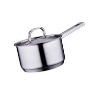 JYBNBBE Cacerola de Acero Inoxidable con Tapa, Olla Honda multicocción para Leche, Cacerola ecológica sin Revestimiento para inducción/Gas, 16 cm, sartén Plateada