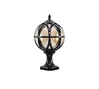 JYBNBBE Lámpara de columna de jardín tradicional con bola de cristal E27, estilo europeo, antiguo, retro, al aire libre, IP54, impermeable, aluminio fundido, luz de poste para patio, camino, puerta