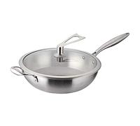 JYBNBBE Sartén Antiadherente de 32 cm, Acero Inoxidable 304, sin Revestimiento, sin Aceite, para Wok, Cocina de inducción a Gas, Universal.