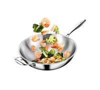 JYBNBBE Sartén de Titanio Puro sin Revestimiento, Wok con Tapa, sartén para saltear, Resistente, Apta para inducción y Gas, 34 cm,One Color-36cm
