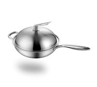 JYBNBBE Sartén Wok de Acero Inoxidable 304 sin Revestimiento, Antiadherente, antioxidante, para Carne, antihumo, para Cocina de inducción y Gas, Universal, de 32 cm