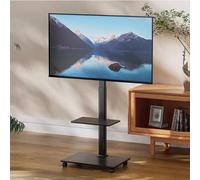 JYBNBBE Soporte de TV portátil - Soporte móvil con Ruedas para televisores de 32 a 70 Pulgadas, Altura Ajustable y Bandeja para Multimedia, soporta hasta 40 kg/88 LB