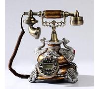 JYBNBBE Teléfono Retro con pulsador y Timbre de Metal clásico, teléfono Vintage/Retro de Madera y Cuerpo, teléfono Antiguo de Escritorio con Marcador