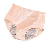 JYC CREATIVE Bragas Menstruales de Algodón, Braga Faja para la Menstruación, Bragas Postparto, Bragas para Perdidas de Orina, Bragas Ecológicas Lavables Reutilizables (L, 1ud, Beige)