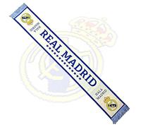 JYC CREATIVE Bufanda Oficial de Real Madrid, Equipación de Fútbol, Bandera y Gorro de Equipos, Regalo para Aficionados (FR/ES, Letras, Talla Única)