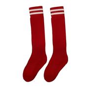 JYC CREATIVE Calcetines hasta la Rodilla, Calcetines con Rayas para Hombre Mujer Niños, Medias Colegio y Fútbol, Disfraces, Colores Blanco, Negro, Azul, Verde, Rojo, (FR/ES, Números, 43, 46, 1, Rojo)