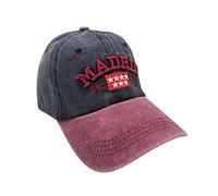 JYC Creative Gorra de Madrid con Visera y Correa de Ajuste, Gorra para el Sol, Vacaciones, Exteriores, para Hombre y Mujer, Niños y Niñas, Recuerdo de Madrid, (Marino con Visera Rojo， M1)