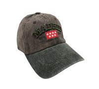 JYC CREATIVE Gorra de Madrid con Visera y Correa de Ajuste, Gorra para el Sol, Vacaciones, Exteriores, para Hombre y Mujer, Niños y Niñas, Recuerdo de Madrid, (Kaki con Visera Verde, Modelo 3)