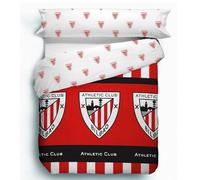 JYC CREATIVE Juego de Sábanas Athletic Club de Bilbao - Set de Cama 2 Piezas (Funda Nórdica + Fundas de Almohada),50% algondòn,para Cama de 135 cm, Diseño Deportivo, Blanco y Rojo