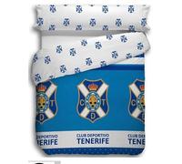 JYC CREATIVE Juego de Sábanas CD Tenerife - Set de Cama 2 Piezas (Funda Nórdica + Fundas de Almohada),50% algondòn, para Cama de 90 cm, Diseño Deportivo, Gris y Azul