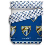 JYC CREATIVE Juego de Sábanas Málaga CF - Set de Cama 2 Piezas (Funda Nórdica + Fundas de Almohada) 50% algondòn, para Cama de 135 cm, Diseño Deportivo, Azul y Blanco