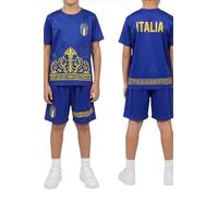 JYC CREATIVE - Kit Italia Squadra Técnica | Equipación Deportiva de Camiseta y Pantalón Corto | Tallas 4 a 14 | Conjunto para Entrenamiento, Fútbol y Uso Escolar Intensivo