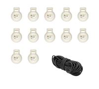 JYC CREATIVE Pack de 12 Cierres Blancos + 1 Metro de Cordón, Tope para Cordones, Cierres de Plástico para Ropa, Calzado y Accesorios, Tancas para Cordones, Variedad de Estilos y Opciones