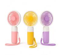 JYC CREATIVE Ventilador Portátil Recargable USB Tipo-C, Mini Ventilador de Mano con 3 Velocidades, 5 Aspas PP, Correa de Silicona y Cable USB， tres colores, 3 unidades en total 3 unidas