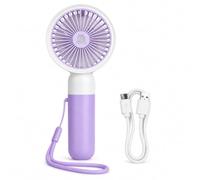 JYC CREATIVE Ventilador Portátil Recargable USB Tipo-C, Mini Ventilador de Mano con 3 Velocidades, 5 Aspas PP, Correa de Silicona y Cable USB, para Viajes, Oficina, Paseos y Hogar (Púrpura)