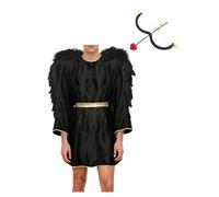 Jydiazi Disfraz de ángel para hombre Cupido Flecha arco alas Dioses Disfraz Toga Set para Navidad Carnaval Día de San Valentín Negro XXL