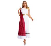 Jydiazi Disfraz de diosa griega para mujer, disfraz de diosa romana, disfraz antiguo, toga, carnaval, Halloween, fiesta temática, burdeos, XXL