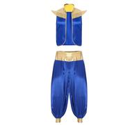 Jydiazi Disfraz de príncipe árabe para hombre, chaleco harén, carnaval, Halloween, disfraz de príncipe de hadas, azul, 3XL
