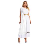 Jydiazi Vestido de Disfraz de Diosa Griega para Mujer, Vestido de Diosa Romana de la Antigüedad, Toga Romana, para Carnaval, Halloween, Fiesta Temática Blanca, Talla XL