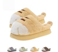 JYEVERC Cozy Cat Paw Slippers, Pantuflas de Patas de Gato para Mujer, Acogedoras Pantuflas de Felpa Esponjosas, Zapatillas de Casa Antideslizantes para Interior y Exterior