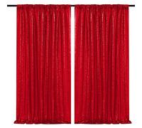JYFLZQ Cortinas de fondo de lentejuelas rojas de 2 x 8 pies, 2 paneles con purpurina para cabina de fotos, cortinas de fondo brillantes para fiestas, bodas, despedidas de soltera