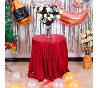 JYFLZQ Mantel de lentejuelas rojas de 180 cm, redondo, brillante, ideal para bodas, cumplea os, despedidas de soltera