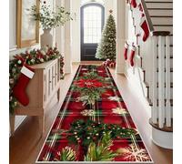 JYHCD Alfombra De Pasillo Navideña 60X180cm Antideslizante, Decoración De Vacaciones con Árbol De Navidad, Diseño De Patchwork con Elementos Navideños, Alfombra Interior Festiva,50x260cm/20x102 in