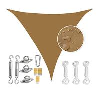 JYHCD Sombrilla Sail Triangle 4x4x4m con Kit de Fijación Impermeable Anti-UV Protector Solar Toldo Toldo 98% UV Block para Jardín Al Aire Libre Fiesta en el Patio,Sand Yellow