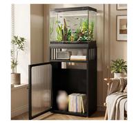 JYHHCYS Mueble Acuario Soporte para Acuario De 3 Niveles, con Estantes Abiertos Y Armario De Gran Capacidad Armario Inferior Grande, para Guardar Comida Y Accesorios(Black,50x30cm/19.6x11.8in)