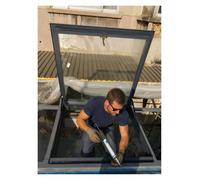 JYHHCYS Ventana correderas Escotilla De Techo con Apertura Manual, Fabricada A Medida Ventana De Acceso para Techos Planos, con Doble Acristalamiento De Vidrio Templado(RO 19" W x 21" L)