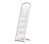 JYHHGDS Revistero de Hierro de 4 o 5 Niveles, Ideal para Material Promocional, folletos, Libros y periódicos, Almacenamiento de folletos, periódicos de Suelo, Oficina (Blanco, Grande)