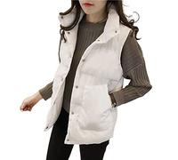 jyibinee Chaleco de invierno térmico chic superficie lisa chaleco de invierno para mujer, blanco, 3XL