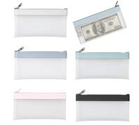 Jyinelx 5 bolsas de dinero, billetera de PVC para ahorro de efectivo, bolsas de dinero en efectivo, bolsas de monedas para depósitos bancarios, artículos esenciales de viaje y organización de