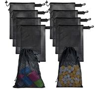 JYiuog bolsillos de malla de nailon con cordón y clips, bolsas de almacenamiento portátiles para juguetes, deportes, almacenamiento, buceo, actividades al aire libre y más, negro, 20 x 30 cm