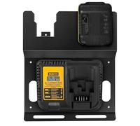 JYiuog Soporte de pared para batería DeWalt de 20 V y cargador DCB115, de metal resistente, color negro, 2 soportes para batería y cargador para espacio de herramientas y garaje