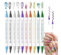 JYIXXZX 10 Bolígrafos de Pintura para Uñas de Doble Punta, Rotuladores de Grafiti para Decoración de Uñas, DIY Bolígrafo para Dibujar, Herramienta De Manicura para el Hogar y Salón