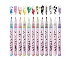 JYIXXZX 12 Colores Bolígrafo de Uñas Nail Art Point Grafiti Pen Set Bolígrafo para Dibujar para DIY Dotting Rotulador Uñas Herramientas de Manicura de Decoración Regalo para Halloween Navidad