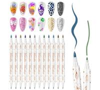 JYIXXZX Bolígrafo de Uñas Nail Art 3D, 12 Colores Bolígrafo de Doble Punta para Uñas, Dotting Point Liner Pens para Decoración, DIY Bolígrafos Secado Rapido Herramientas de Belleza (12 Colores)
