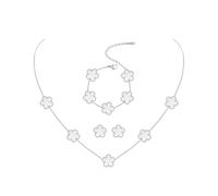 JYIXXZX Conjunto de Joyas Trébol de Cuatro Hojas Plata de Ley Acero Inoxidable Trébol de Cuatro Colgante Collar Pendientes Pulsera Ajustables Juego de Joyas Regalo para Mujer y Niñas (C)