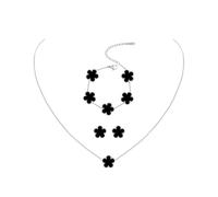 JYIXXZX Conjunto de Joyas Trébol de Cuatro Hojas Plata de Ley Acero Inoxidable Trébol de Cuatro Colgante Collar Pendientes Pulsera Ajustables Juego de Joyas Regalo para Mujer y Niñas (E)