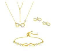 JYIXXZX Conjuntos de Joyas para Mujer Símbolo de Infinito Collar Pendientes Pulsera con Zirconia Cúbica Plata 925 Collar Colgante Juego de Joyas San Valentín Día de la Madre para Esposa Madre Novia