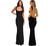 JYIXXZX Vestido Largo Mujer Sexy Maxi Vestido de Fiesta sin Espalda Elegante Wrap Vestidos sin Mangas Bodycon Vestidos Ajustado Verano para Party Club Fiesta Coctel Noche Boda Ceremonia Formal