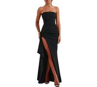 JYIXXZX Vestido Largo Mujer Sexy Maxi Vestido sin Mangas con Abertura Alta Elegante Vestidos de Fiesta sin Tirantes Bodycon Slim Fit Formal Verano para Cóctel Boda Invitada Noche Club