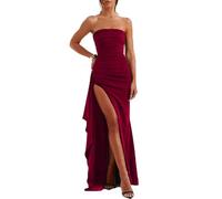 JYIXXZX Vestido Largo Mujer Sexy Maxi Vestido sin Mangas con Abertura Alta Elegante Vestidos de Fiesta sin Tirantes Bodycon Slim Fit Formal Verano para Cóctel Boda Invitada Noche Club