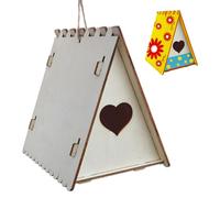 JYJLLM Los niños en forma de corazón pintan su propia caja de nido para pájaros salvajes, casa de pájaros, casas de pájaros para jardín, caja de pájaros, caja de anidación para pájaros, mesa de madera