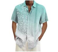 JYJXFD Camisas de Guayabera Cubana para Hombre, Casual, con Botones, Manga Corta, Cuello de Banda, Playa, Vacaciones, Camisa Mexicana, 10Verde, 4XL