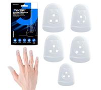Jyker Protector de dedos de guitarra de Estados Unidos, 5 tamaños, almohadillas de dedo de dedal, agarre cómodo, silicona suave, máxima protección para guitarristas, bordado de tareas de